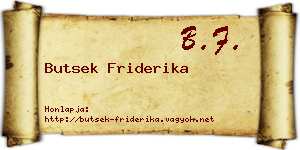 Butsek Friderika névjegykártya